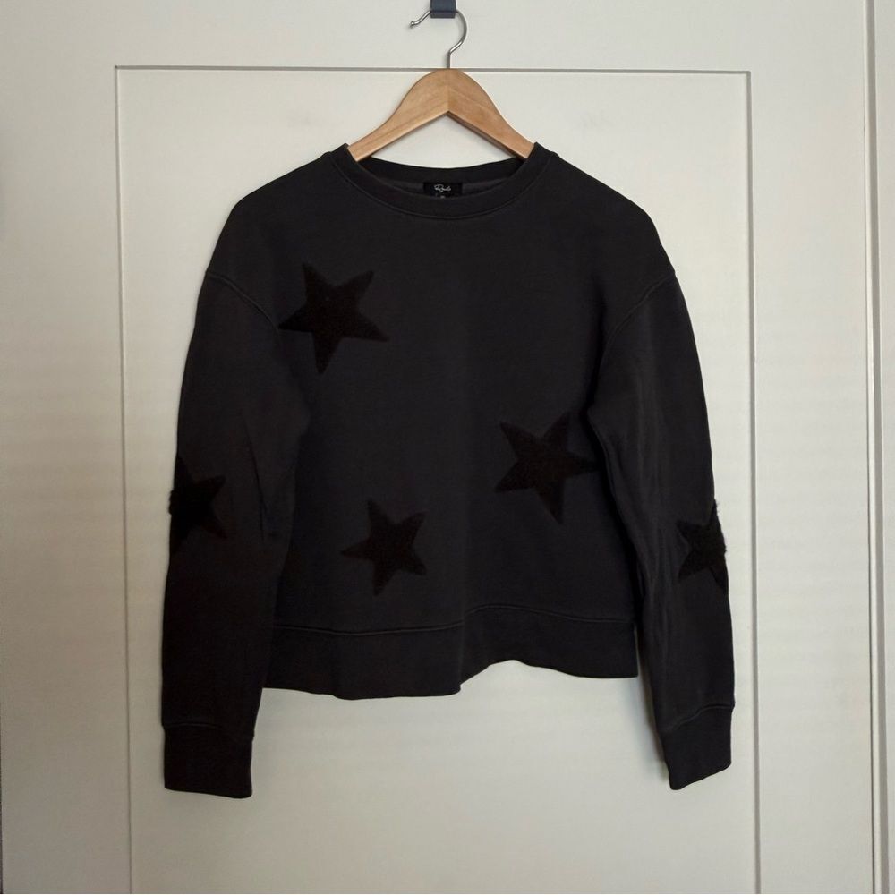 Rails Sonia Sweatshirt Womens Sz XS Washed Black Star Graphic Fleece Pullover